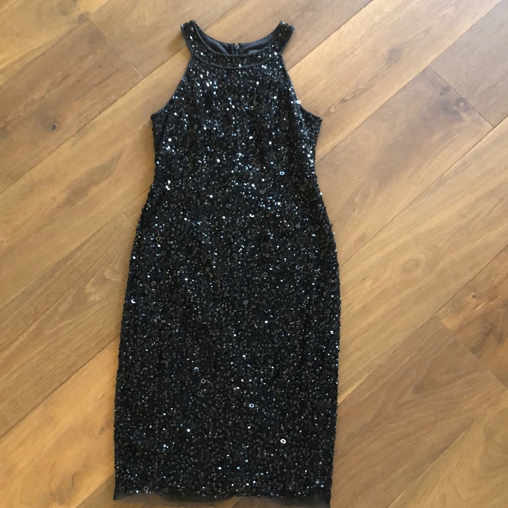 Adrianna Papell black sequin dress.  Size 4.